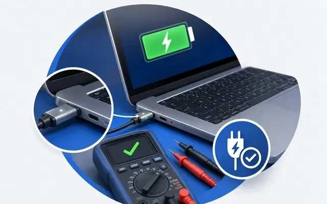 Laptop adaptör ucu ve şarj girişi uyum kontrolü