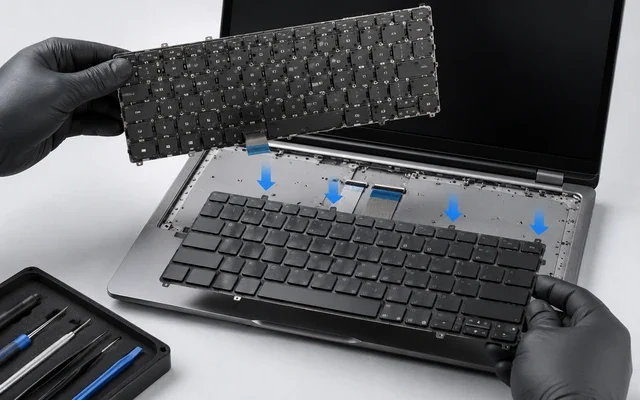 Laptop için uyumlu klavye modelinin belirlendiği görsel